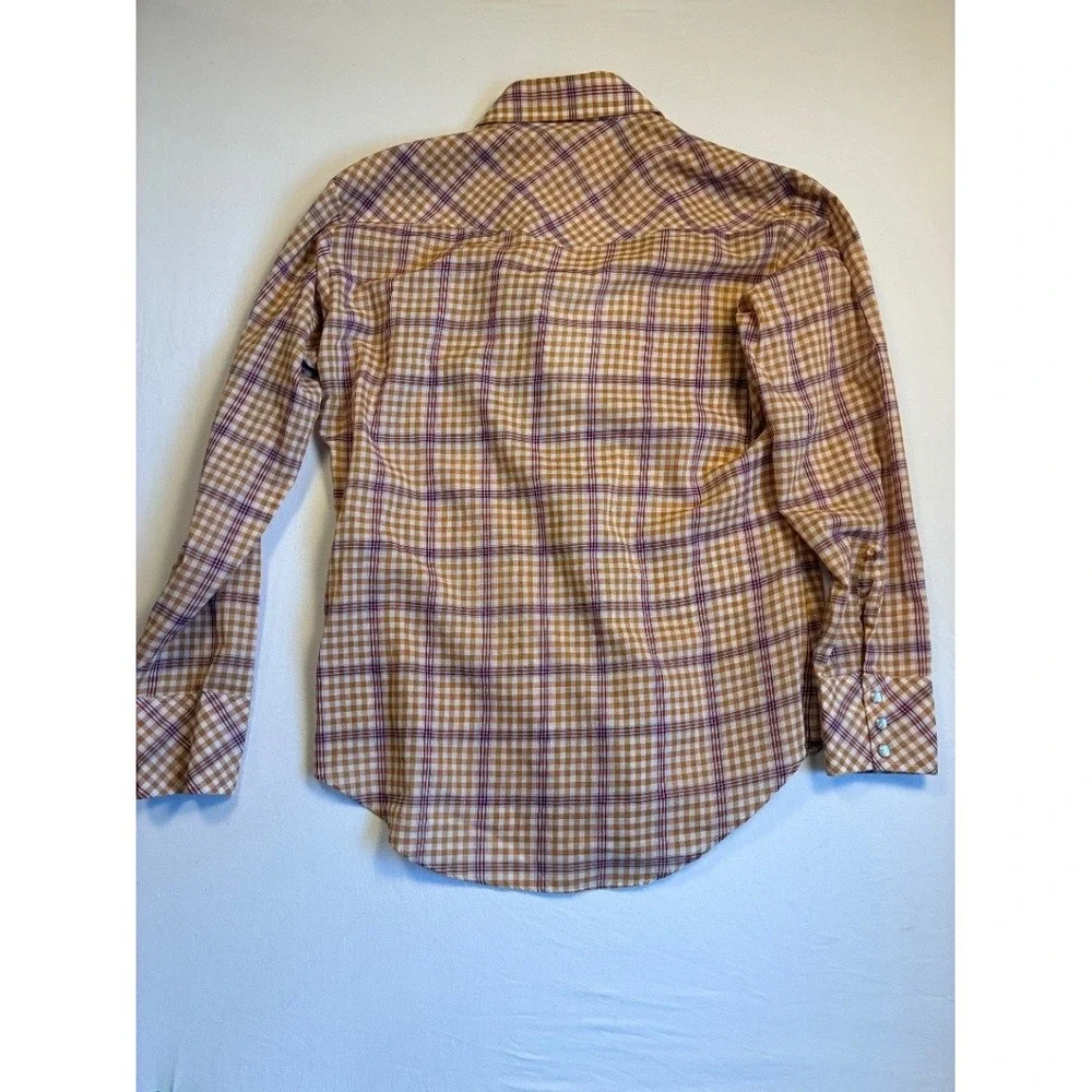 Levi's Men's Orange Plaid Long Sleeve Pearl Snap Casual Button-Up Shirt M